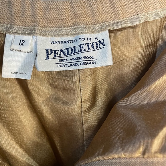 Pendleton 100% Wool Long Button Tan Suit Women Jacket Size 10 and Pants Size 12 - Picture 5 of 15